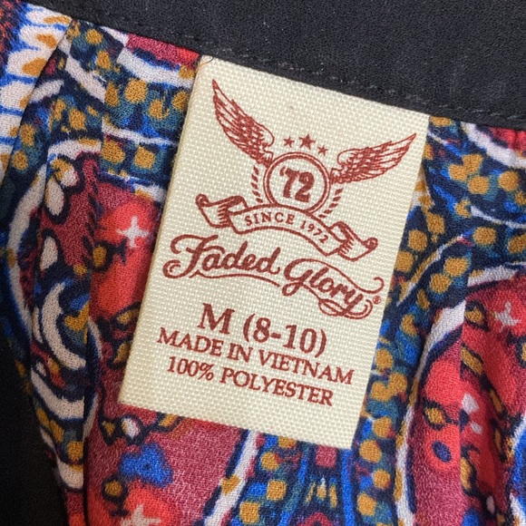 Faded Glory red/blue OS open shoulder blouse M - Picture 6 of 10